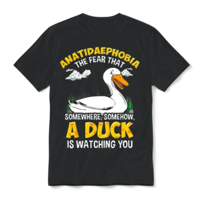 Duck Ducks Funny Anatidaephobia Fear Gift Unisex T-Shirt - Black