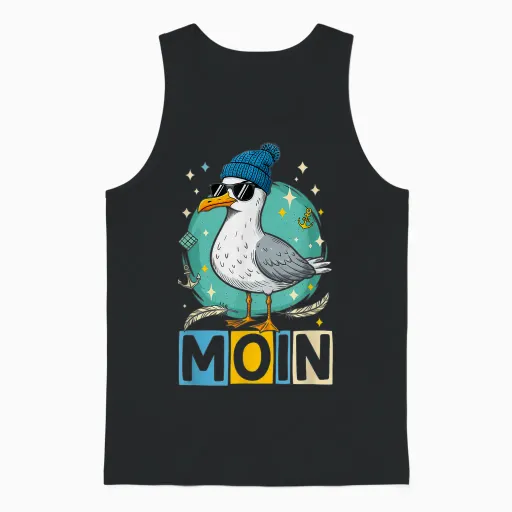 Moin Seagulls North Germany Greetings Baltic Sea North Sea Unisex Tank Top - Black