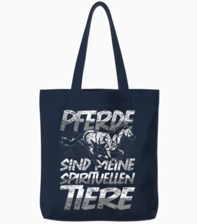 Horses Are My Spiritual Animals Rider Horse Tote Bags - Navy