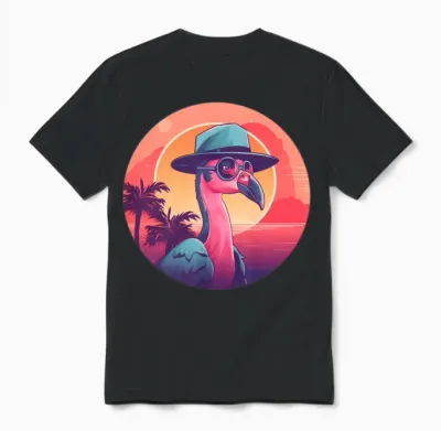 Style Flamingo Lovers Retro Unisex T-Shirt - Black