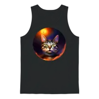 Funny Catstronaut Unisex Tank Top - Black – 1