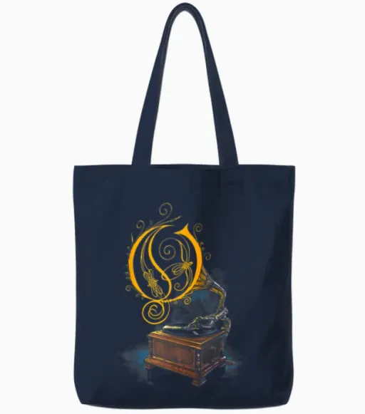 Opeth - "gramophone" Tote Bags in Navy