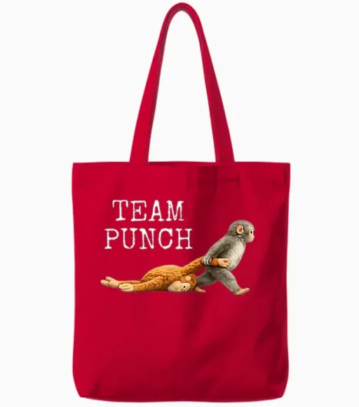 Monkey Team Punch Tote Bags - Red