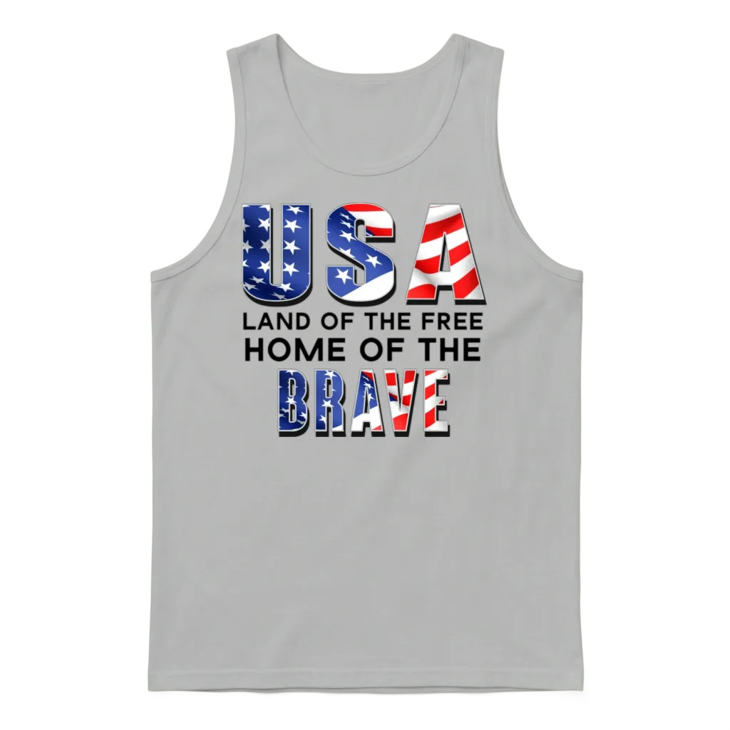Usa Land of the Free Home of the Brave B Shadow Unisex Tank Top - Ash
