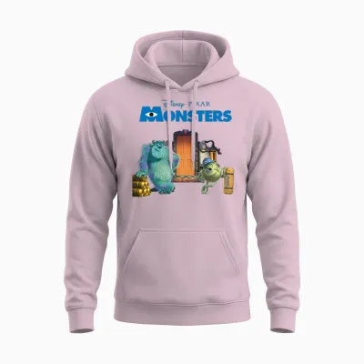 Disney Monsters Inc. Scream Factory Graphic T-Shirt, Black, S Unisex Hoodie - Light Pink