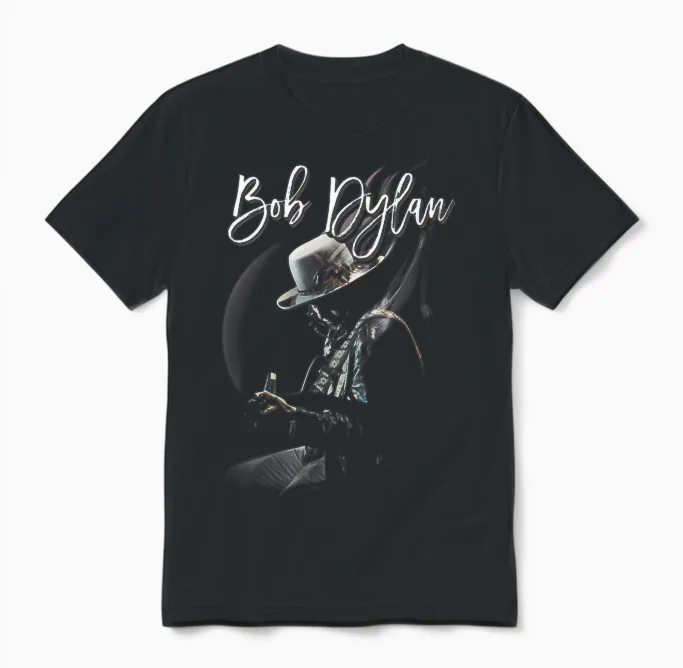 Bob Dylan Unreleased Black T-Shirt, Men's, Small, Short Sleeve, Classic Fit, Crew Neck, Imported Unisex T-Shirt in Black