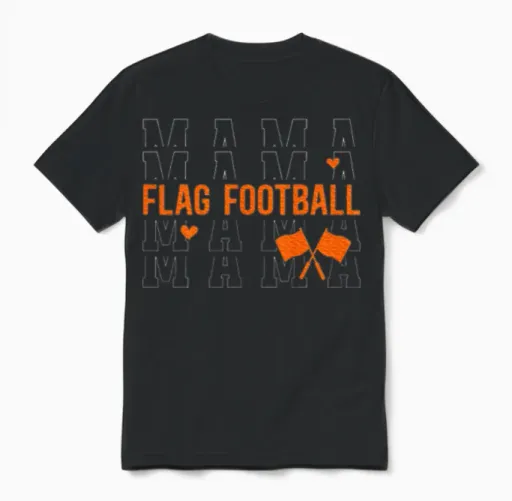 Flag Football Mama of a Flag Football Player Unisex T-Shirt in Black