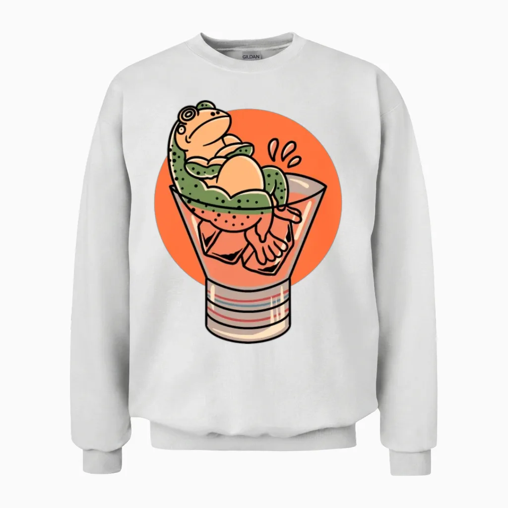Drunken Frog Funny Reptiles & Exotics Unisex Sweatshirt in White