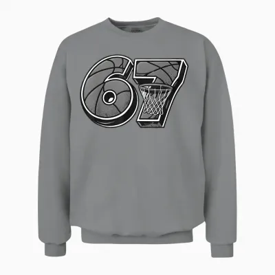 Meme Basket Six Seven 6-7 Noir Blanc Drôle Unisex Sweatshirt - Sport Grey