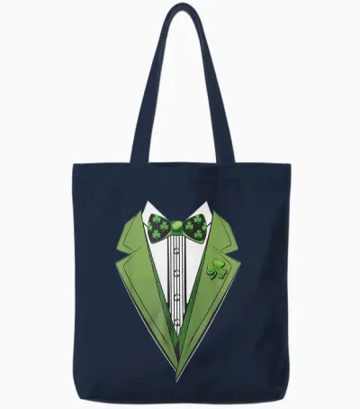St. Patrick's Day Costume Funny Leprechaun T-Shirt, Black Tote Bags - Navy