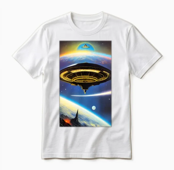 Ufo Retro Over Earth Unisex T-Shirt - White