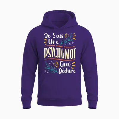A Psychomot That Rips Gift for Psychomotrician T-Shirt, Black, S Unisex Hoodie - Purple