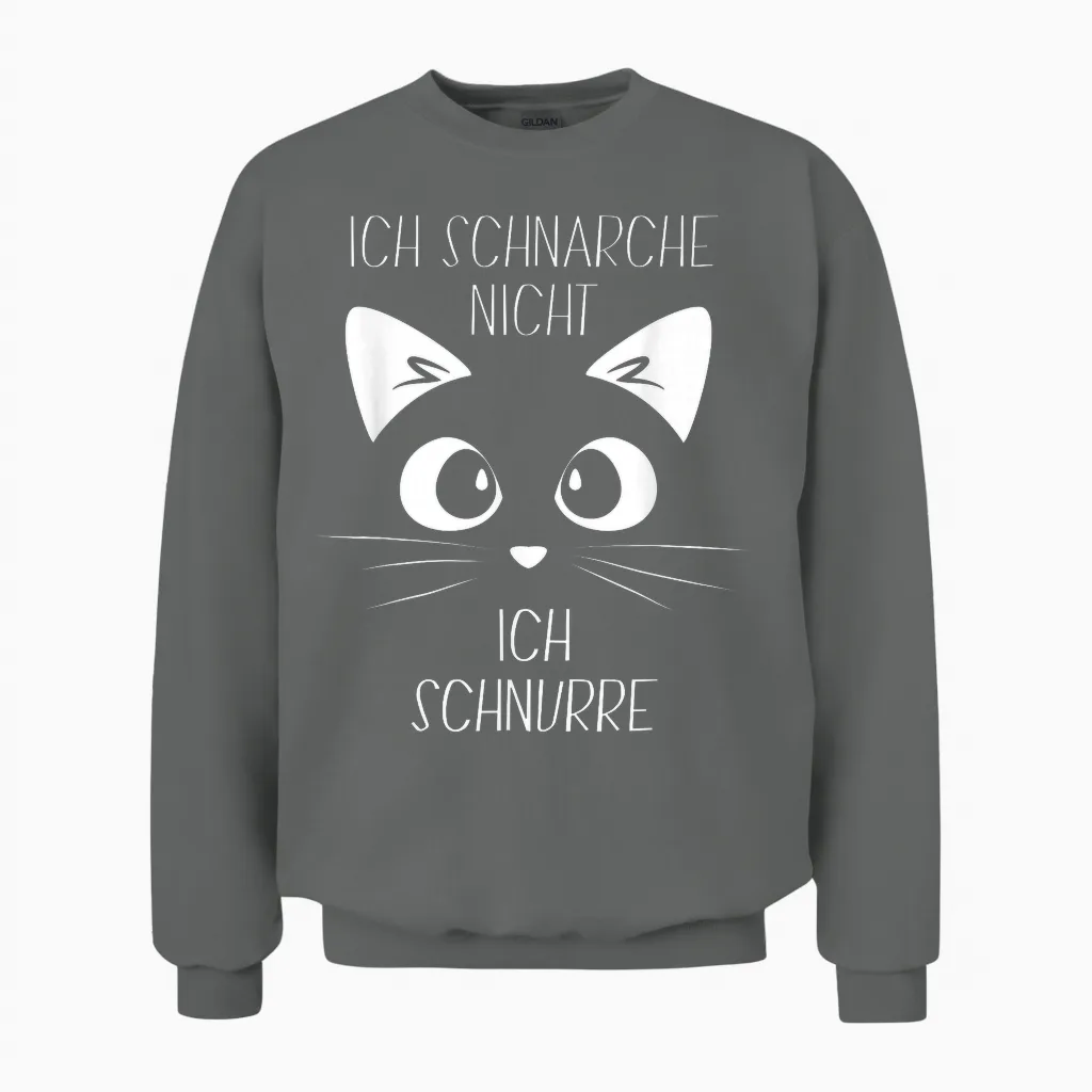 Sleep Shirt with German Text "ich Schnarche Nicht, Ich Schnurre" Cat T-Shirt, Black Unisex Sweatshirt in Graphite Heather