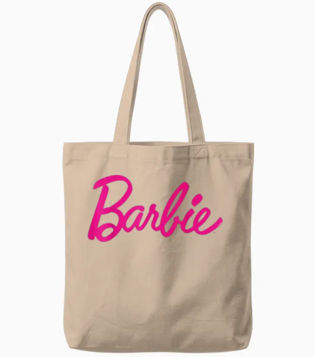 Barbie Official Barbie Logo Ladies T-Shirt, Black Tote Bags in Natural