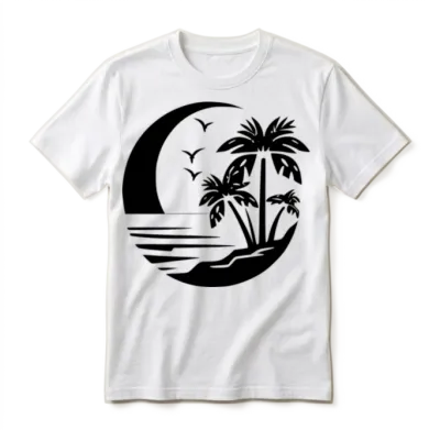 Retro Beach Scene Unisex T-Shirt - White