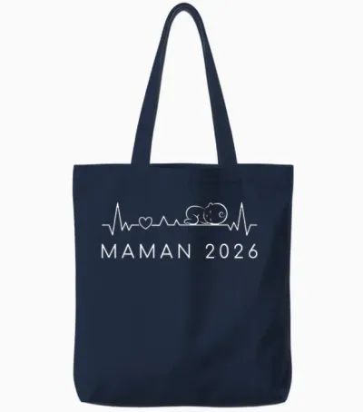 Mom-To-Be 2026 Heartbeat Pregnancy Announcement Tote Bags - Navy