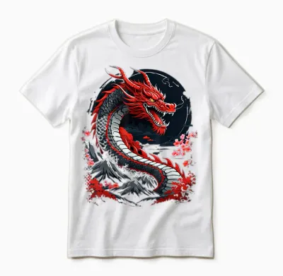 ästhetischer Japanischer Drache, Asiatischer Japanischer Anime, Japanischer Stil Unisex T-Shirt - White