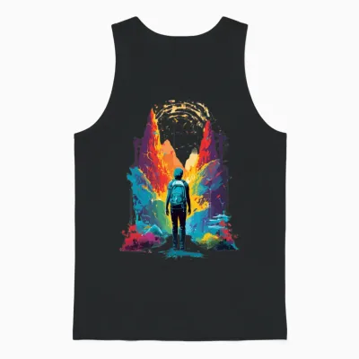 Colorful Hiking Unisex Tank Top - Black