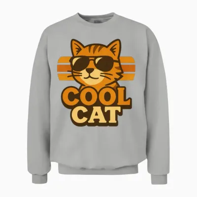 Cool Cat Retro Unisex Sweatshirt - Ash