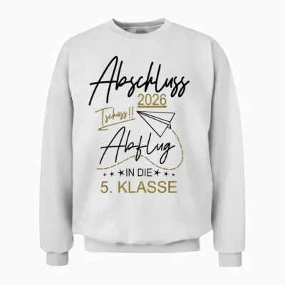 Abschluss Grundschule 2026 Lustiger Spruch Abflug Motive Fun Unisex Sweatshirt - White
