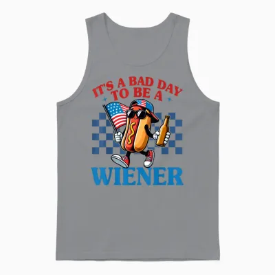 Retro Funny Its a Bad Day to Be a Wiener Hot Dog 4th of July Unisex Tank Top - Sport Grey