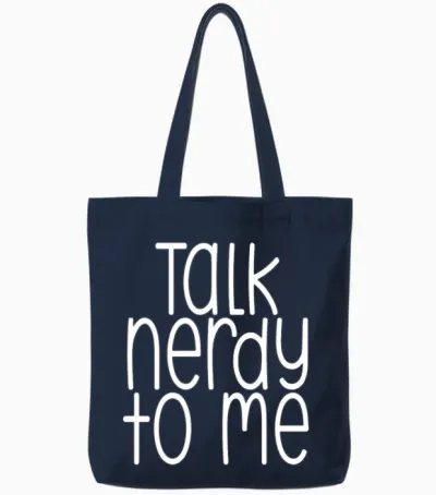 Talk Nerdy to Me Tote Bags - Navy