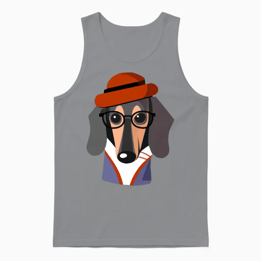 Retro Dachshund Lady Dog Lover Retro Unisex Tank Top in Sport Grey