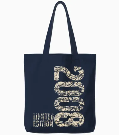 15th Birthday Boy Girl 15 Years 2008 Funny Gift T-Shirt, Black Tote Bags - Navy