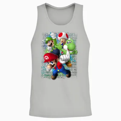 Nintendo Super Mario Luigi Paint Splatter Action Unisex Tank Top - Ash