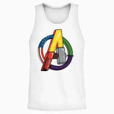 Amazon Essentials Marvel Avengers Multi Hero Logo Collage Unisex Tank Top - White