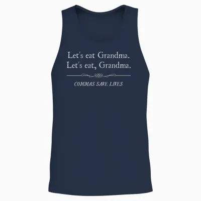 Let's Eat Grandma Commas Save Lives Unisex Tank Top - Navy