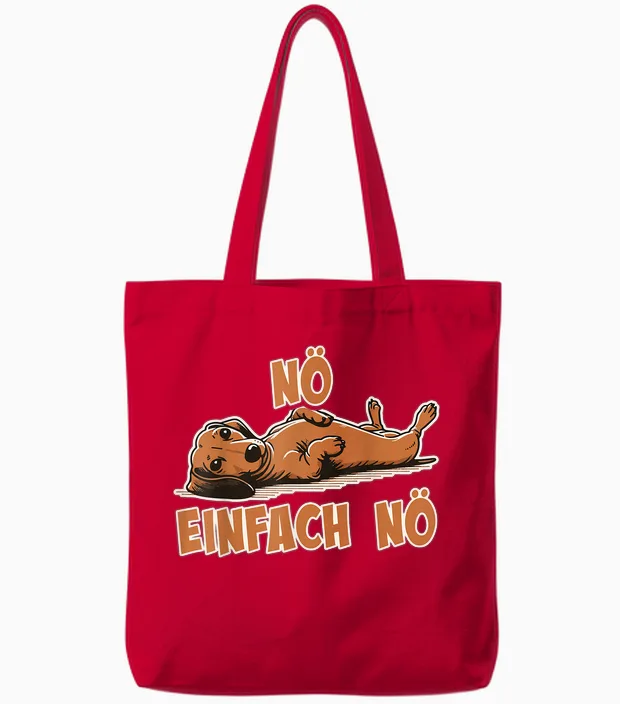 Nö Teckel Funny Cool Saying for Girls & Boys Dachshund T-Shirt, Black Tote Bags in Red