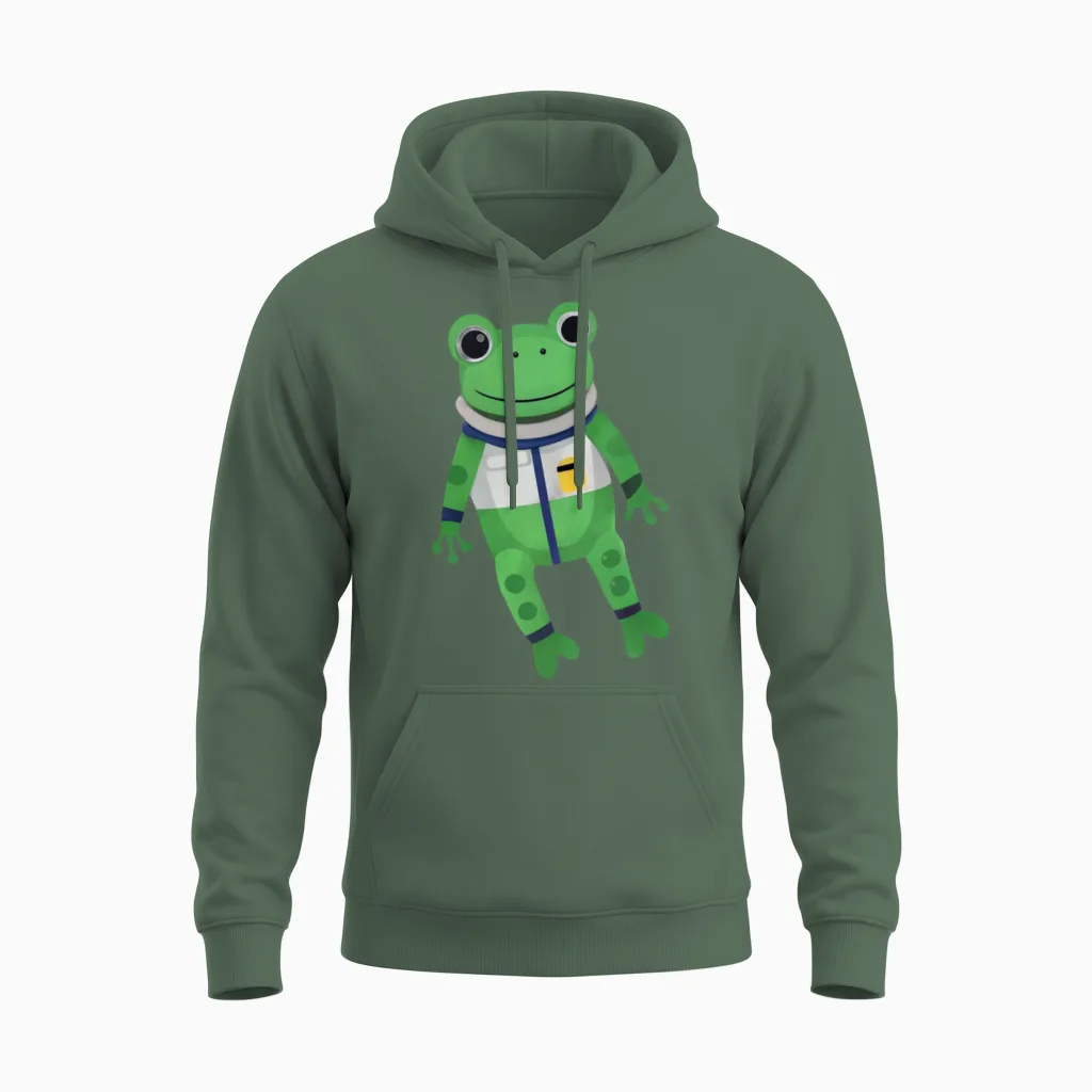 Astronaut Frog in Space Reptiles & Exotics Unisex Hoodie - Military Green