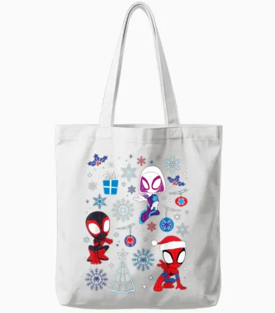 Marvel Spidey and His Amazing Friends Christmas Holiday Icon Tote Bags - White