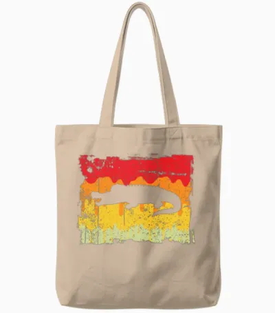 Crocodile Retro Tote Bags - Natural