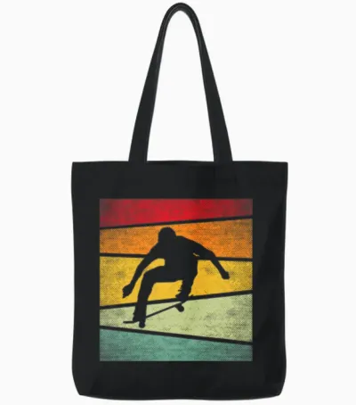 Skating Retro Tote Bags - Black
