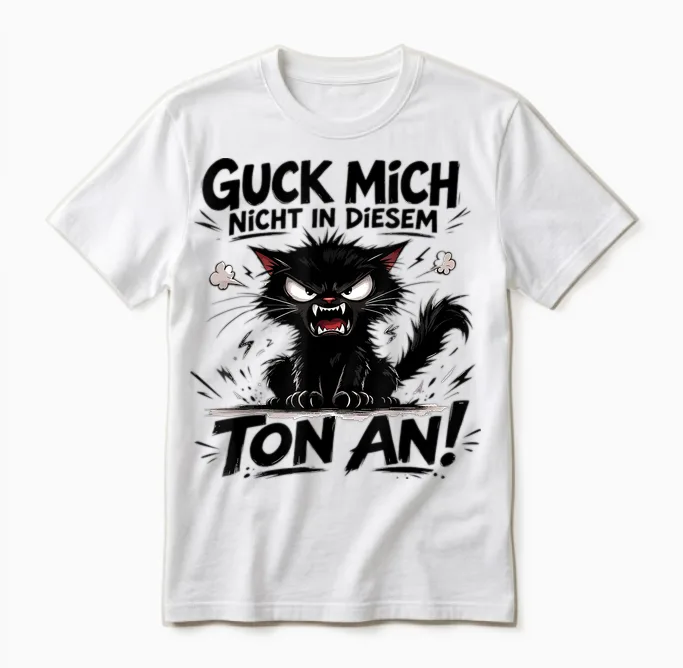 Guck Mich Nicht in Diesem Ton an Lustiger Katze Spruch Unisex T-Shirt in White