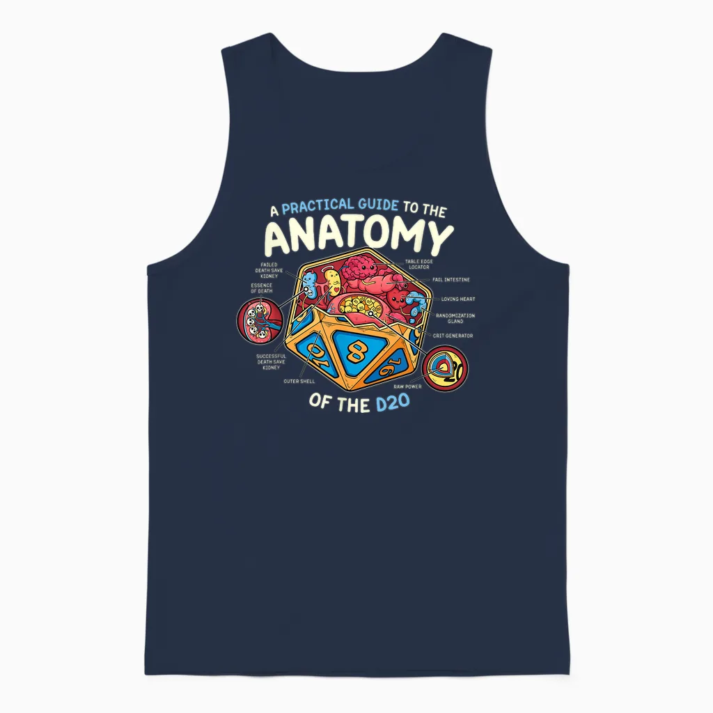 Anatomy of the D20 Polyedrische 20-Seitige Würfel Lustiges Rpg Unisex Tank Top in Navy