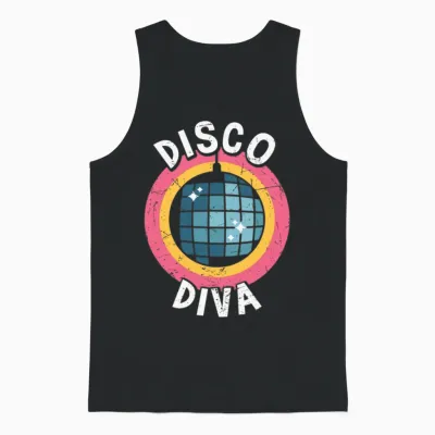 Disco Diva Retro Party Unisex Tank Top - Black