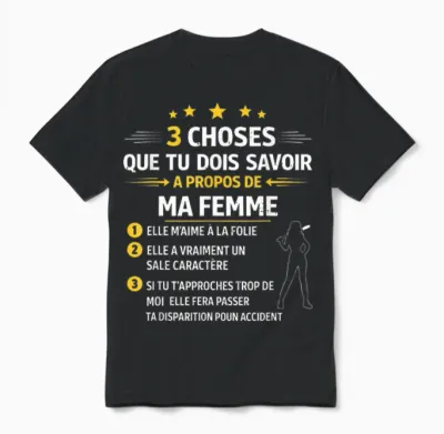 Gift for Husband Lover Boyfriend Humour Couple Unisex T-Shirt - Black