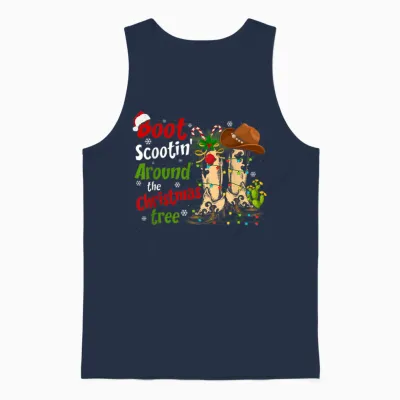 Boot Scootin' Around the Christmas Tree Country Western Unisex Tank Top - Navy