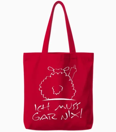 Faules Schaf - Statement Spruch - Ich Muss Gar Nix - Schafe Tote Bags - Red
