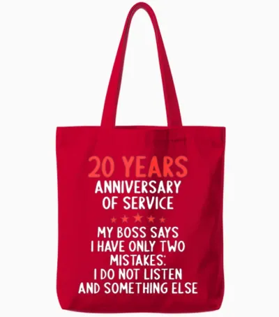 20 Year in Service 20 Year Anniversary Od Service Tote Bags - Red