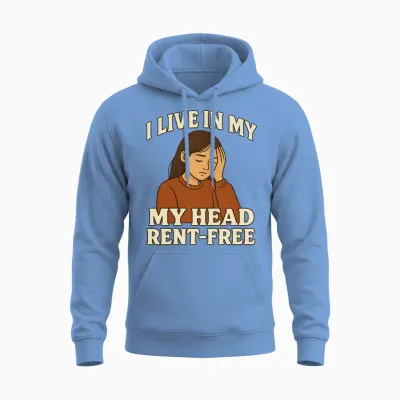 Head Rent-Free: Reflective Mood Unisex Hoodie - Carolina Blue