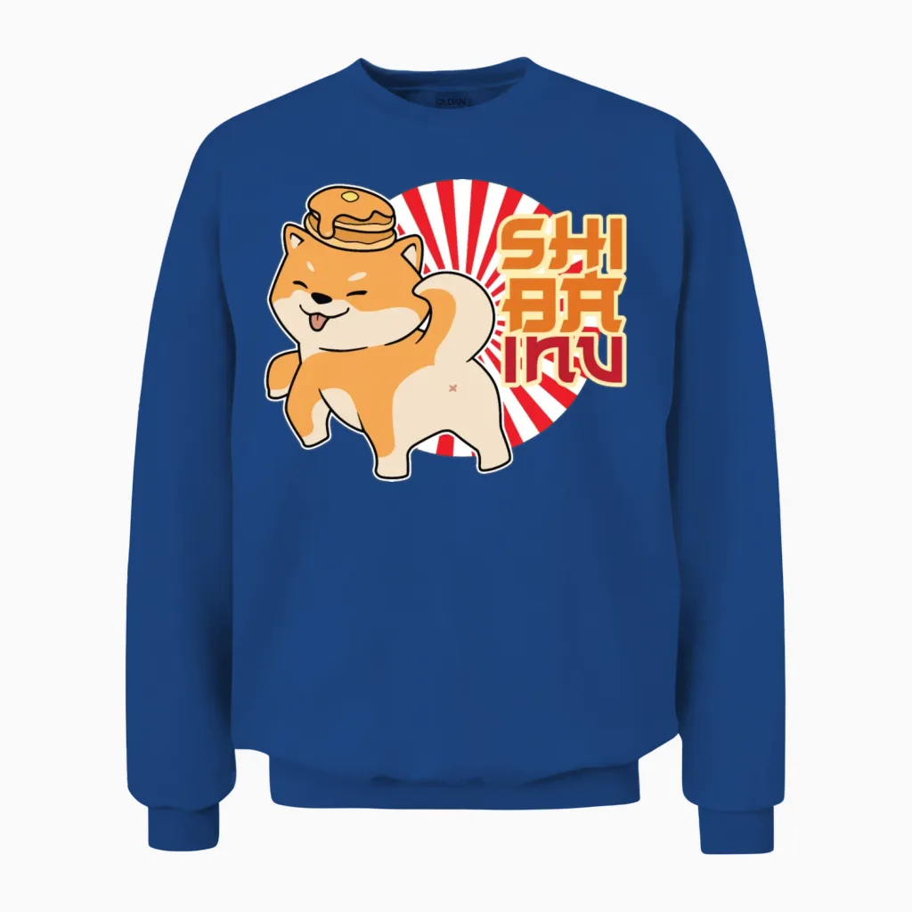 Shiba Inu Japanese Dog Breed Pancake Hunting Dog Unisex Sweatshirt in Royal