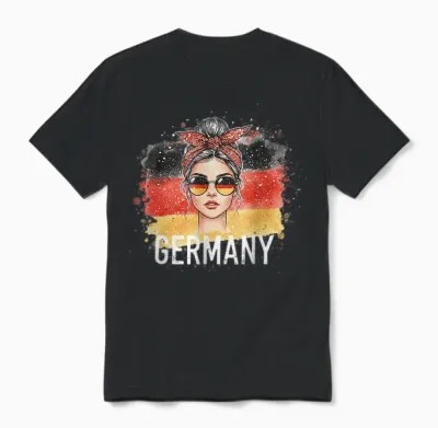 Deutsches Mädchen Frau Flagge Deutschland Fan Trikot Unisex T-Shirt - Black