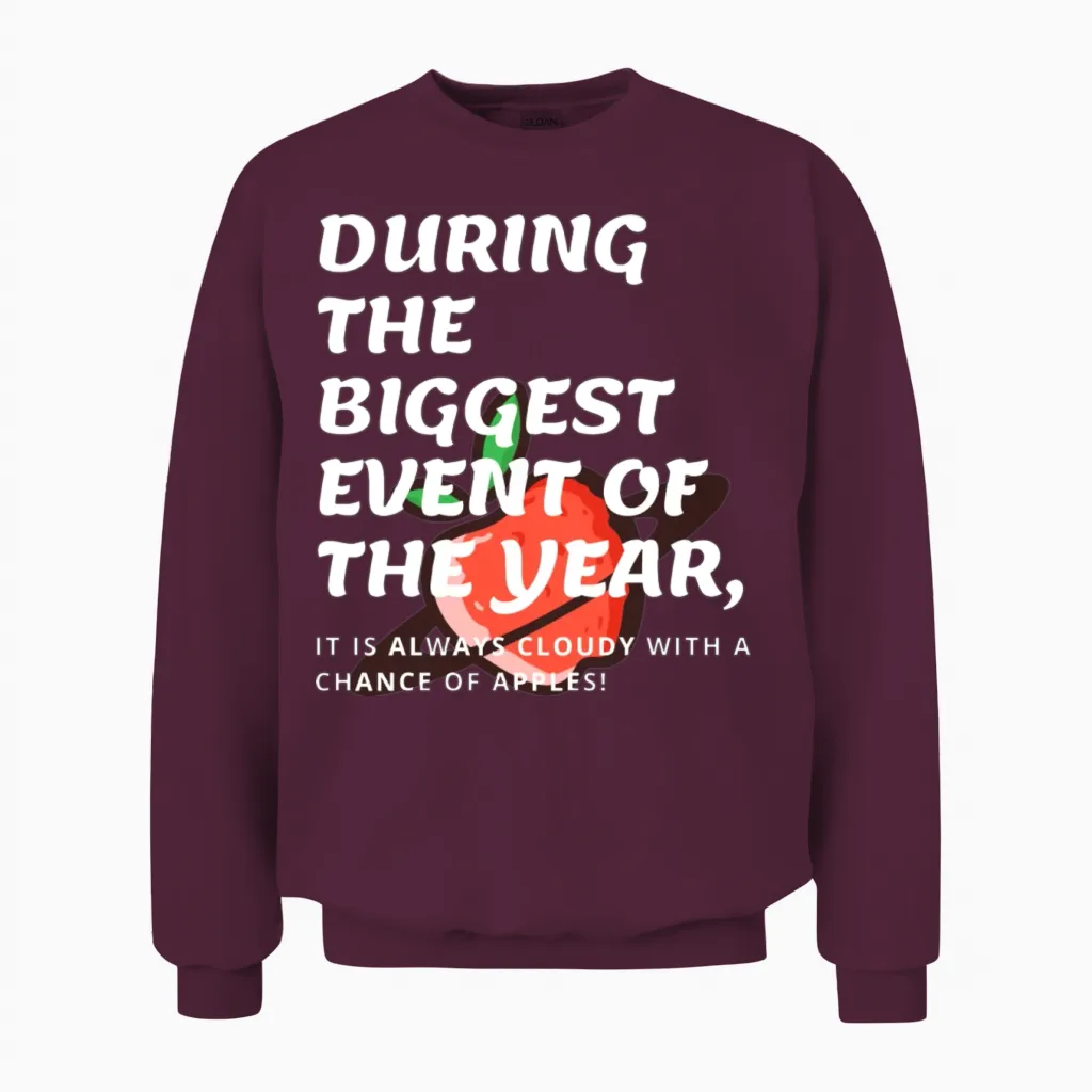 Funny Apple Event Unisex Sweatshirt in Maroon