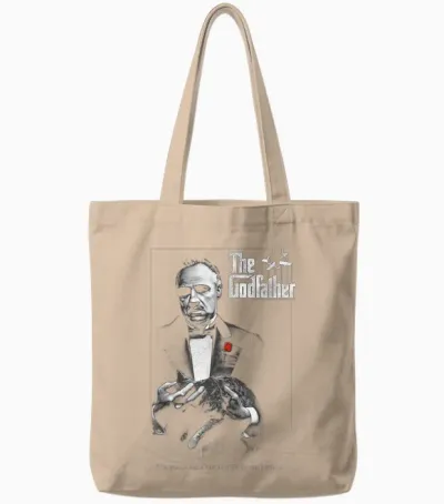 The Godfather Poster T-Shirt, Black Tote Bags - Natural