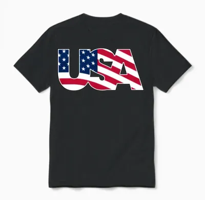 Flag Wave Usa Logo Unisex T-Shirt - Black