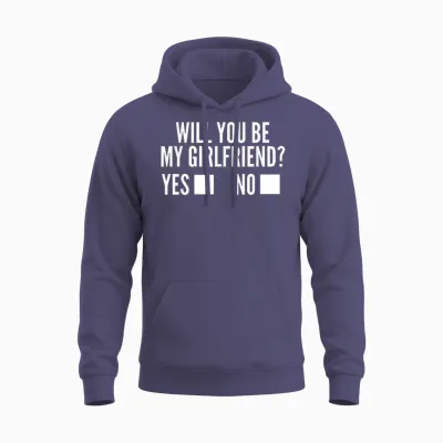 Ask Her Will You Be My Girlfriend Cute Valentine's Day Unisex Hoodie - Heather Sport Dark Navy